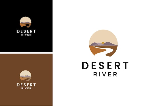 desert river landscape logo design vector