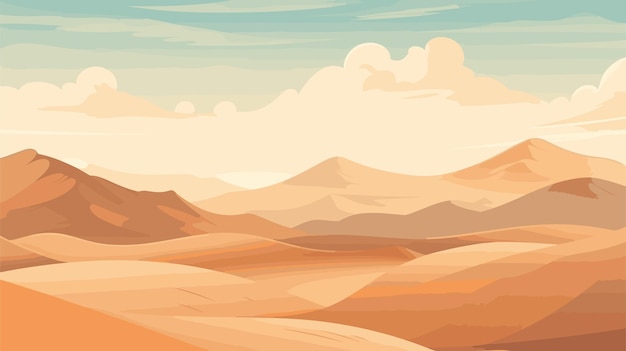 Desert sandy landscape sunny day Desert dunes vector background