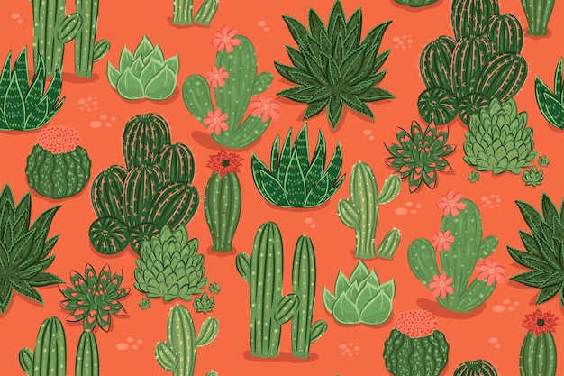 Desert seamless pattern with cacti