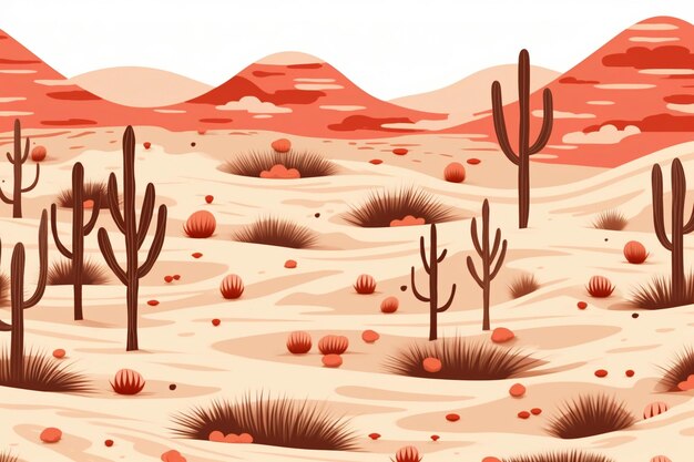 Vector desert seamless pattern with cactus