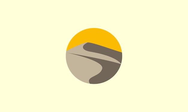 Desert and sunset with circle logo symbol vector icon illustration design