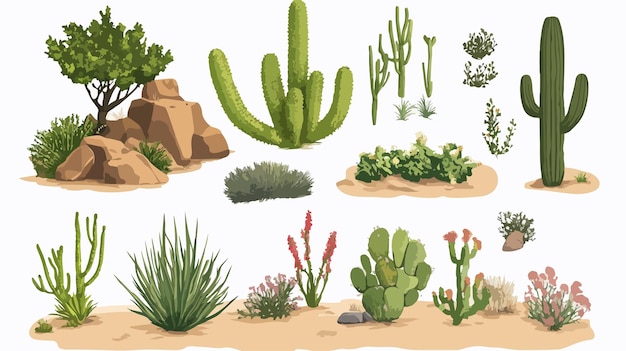 Vector desert vegetation set isolated vector style