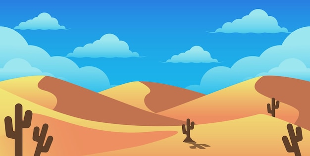 Desert with cactus landscape background