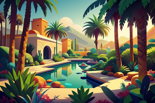 Vector deserts hidden garden vector graphics illustration eps source file format lossless scaling icon desi