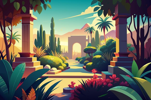 Vector deserts hidden garden vector graphics illustration eps source file format lossless scaling icon desi