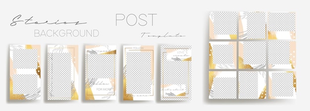 Design backgrounds for social media bannerSet of instagram stories and post frame templates