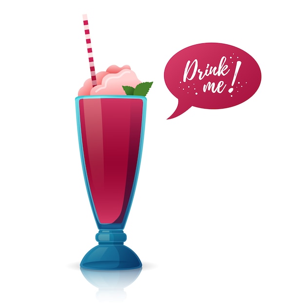 Design a banner with a milkshake with a straw Drink me