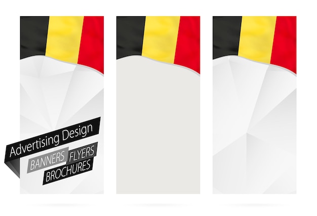 Design of banners flyers brochures with flag of Belgium