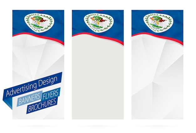 Design of banners flyers brochures with flag of Belize