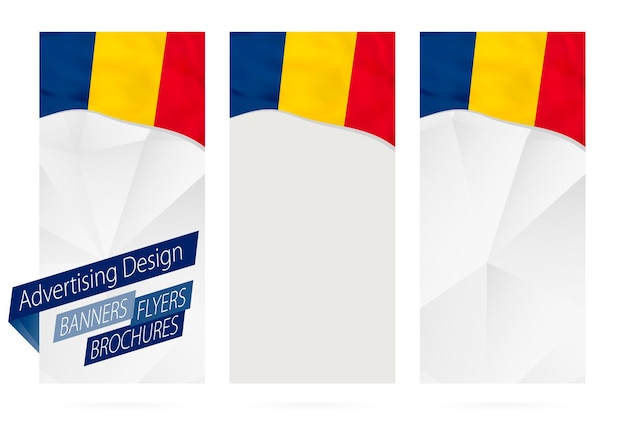 Design of banners flyers brochures with flag of Chad