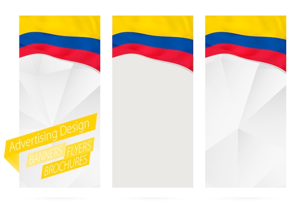 Design of banners flyers brochures with flag of Colombia