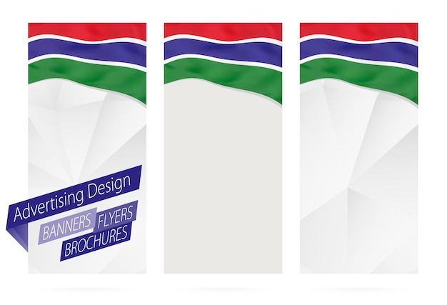 Design of banners flyers brochures with flag of Gambia