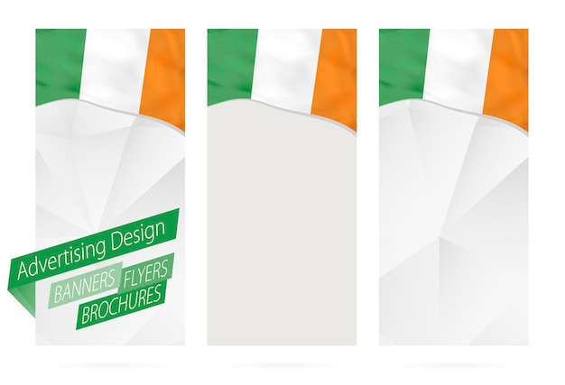 Design of banners flyers brochures with flag of Ireland