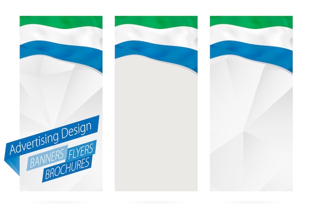 Design of banners flyers brochures with flag of Sierra Leone