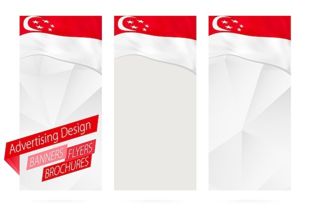 Design of banners flyers brochures with flag of Singapore