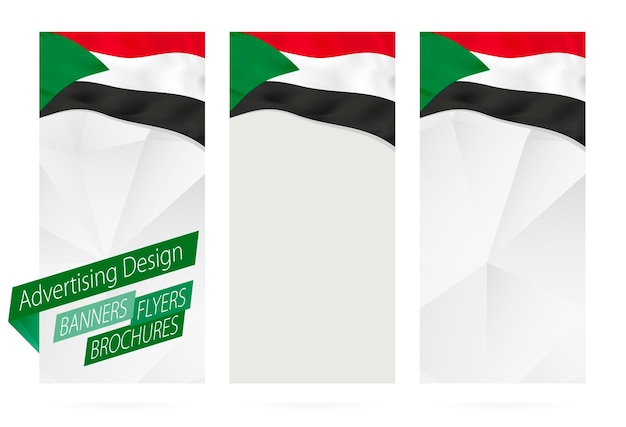 Design of banners flyers brochures with flag of Sudan