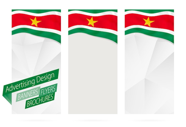 Design of banners flyers brochures with flag of Suriname