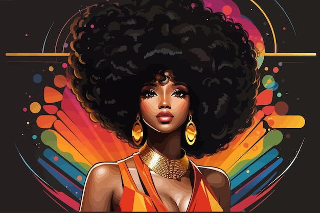 design Black disco woman Afro illustration