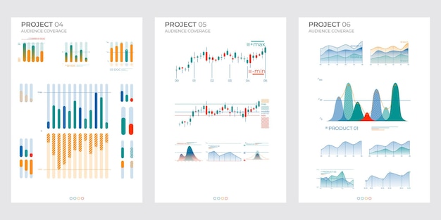 Design business elements charts in color finance charts