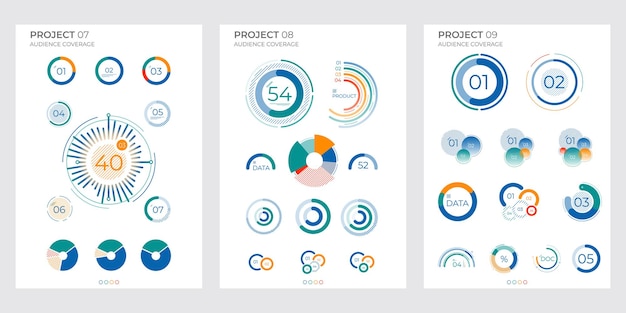 Design business elements charts in color vector illustration