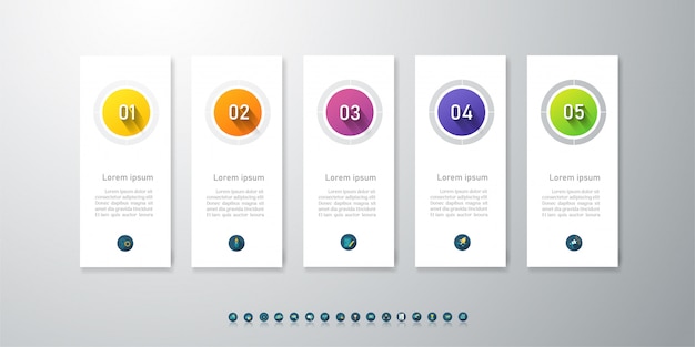 Design Business template 5 options infographic chart element.