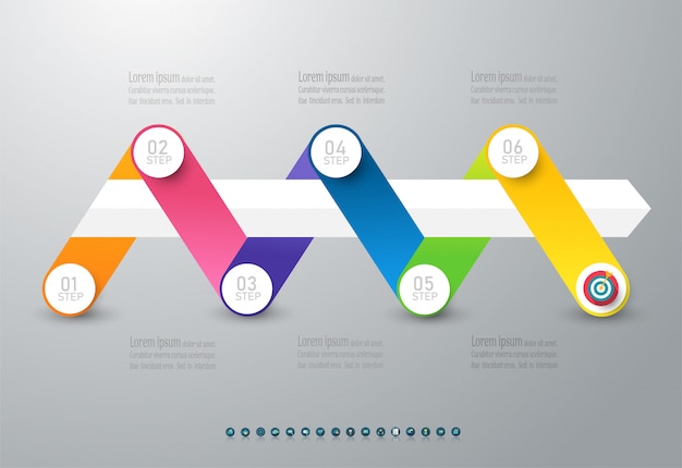 Design Business template 6 options infographic chart element.