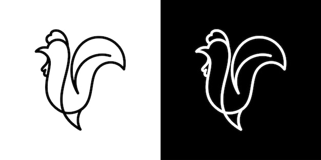 Design chicken line logo icon vector illustration