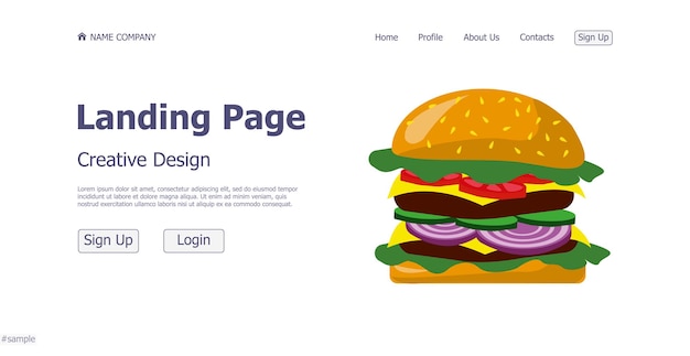 Vector design concept food shop burger landing page website vector