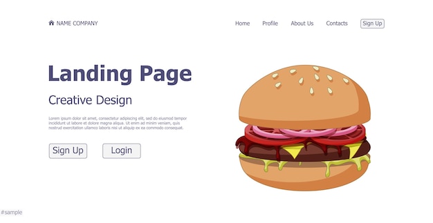 Vector design concept food shop burger landing page website vector