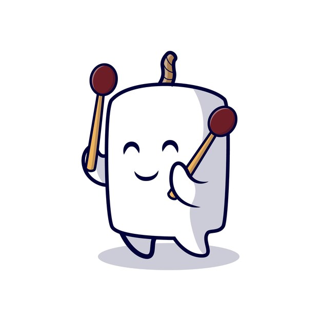 Design of cute candle holding lighter mascot illustration