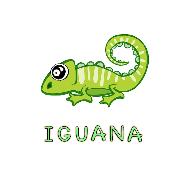 Vector design cute iguana cartoon. small  for stock. vector illustration