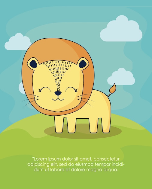 Design of cute lion icon 