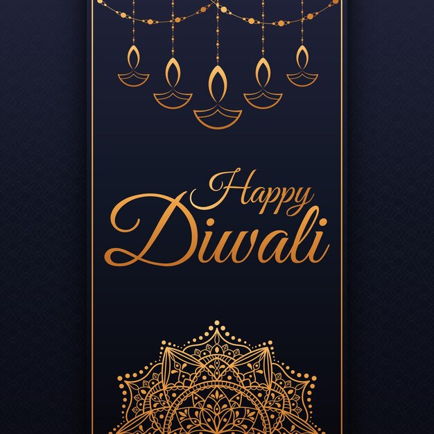 Vector design for diwali indian festival of lights background with golden mandala and luxury pattern