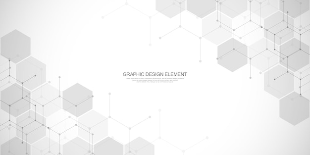 Design element with hexagons pattern and geometric shapes