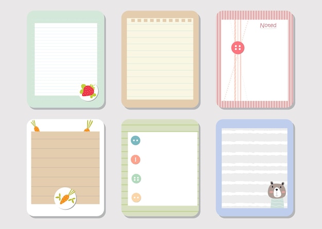 Design elements for notebook diary stickers