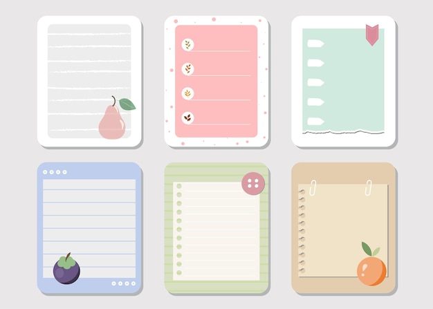 Design elements for notebook diary stickers