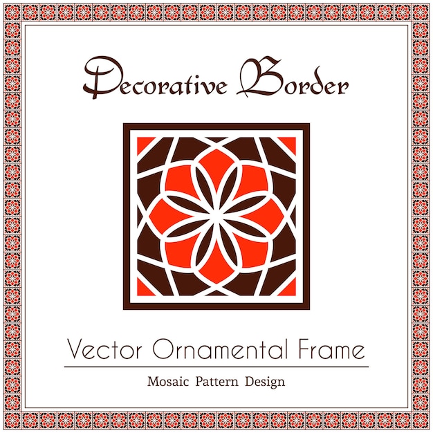 Design elements and ornamental page decoration Vector frame of mosaic borders