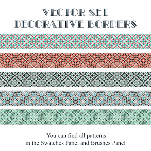 Design elements and page decoration Vector set of color mosaic borders