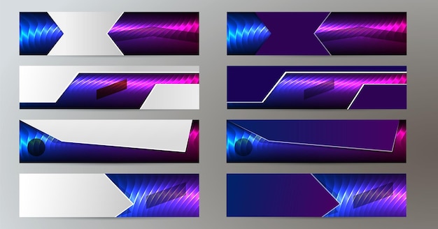 Design elements presentation template Set horizontal banners background purple glow light effect Vector illustration EPS for brochure template business card layout flyer cover page mockup