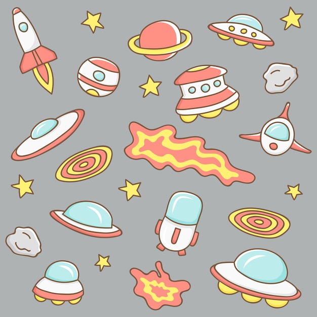 Design elements spaceship cartoon.