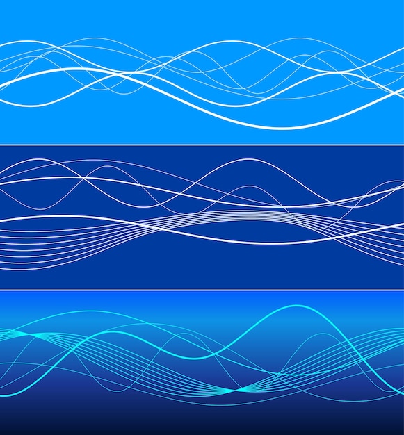 Design elements Wave of many blue lines Abstract wavy stripes on white background isolated Creative line art Vector illustration EPS 10 Colourful shiny waves with lines created using Blend Tool