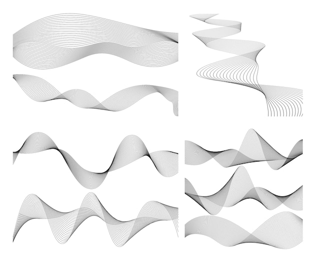 Design elements Wave of many gray lines Abstract wavy stripes on white background isolated Creative line art Vector illustration EPS 10 Colourful shiny waves with lines created using Blend Tool