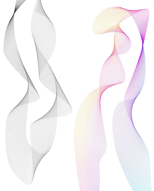 Design elements Wave of many gray lines Abstract wavy stripes on white background isolated Creative line art Vector illustration EPS 10 Colourful shiny waves with lines created using Blend Tool