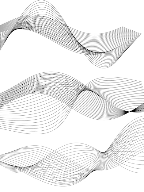 Vector design elements wave of many gray lines abstract wavy stripes on white background isolated creative line art vector illustration eps 10 colourful shiny waves with lines created using blend tool