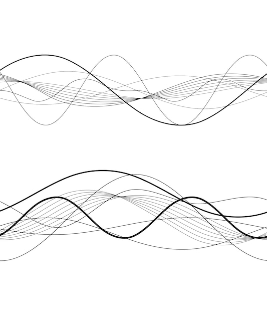 Design elements Wave of many gray lines Abstract wavy stripes on white background isolated Creative line art Vector illustration EPS 10 Colourful shiny waves with lines created using Blend Tool