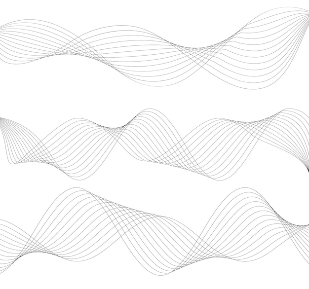 Design elements Wave of many gray lines Abstract wavy stripes on white background isolated