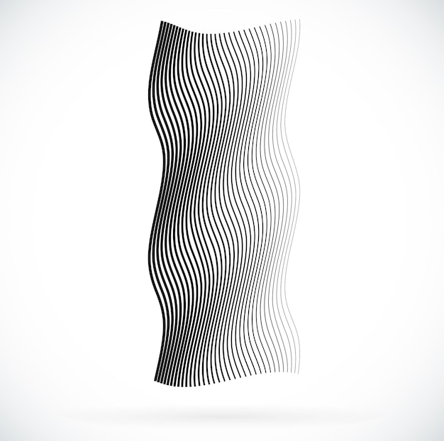 Design elements Wave of many gray lines Abstract wavy stripes on white background isolated