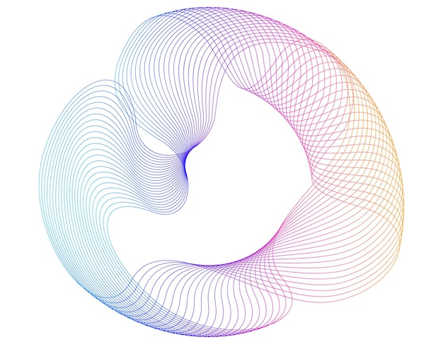 Vector design elements wave of many purple lines circle ring abstract vertical wavy stripes on white background isolated vector illustration eps 10 colourful waves with lines created using blend tool