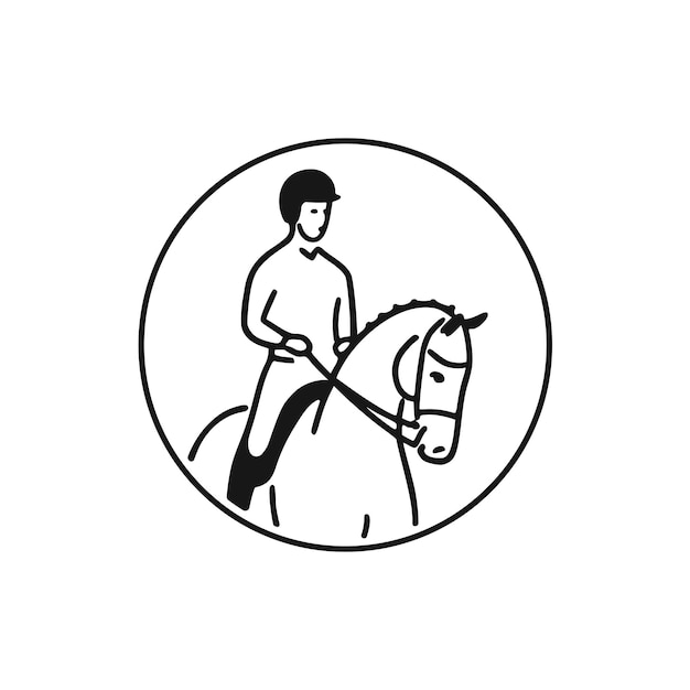 Design equestrian logo doodles vector sketch