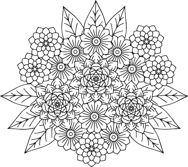 design flower outline element coloring page